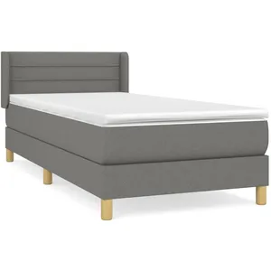 vidaXL Sommier à lattes de lit avec matelas Gris foncé 80x200 cm Tissu pas cher