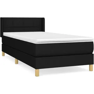 vidaXL Sommier à lattes de lit avec matelas Noir 90x200 cm Tissu pas cher