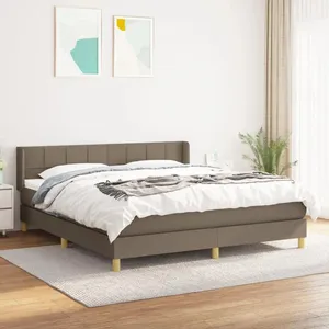 vidaXL Sommier à lattes de lit avec matelas Taupe 160x200 cm Tissu pas cher