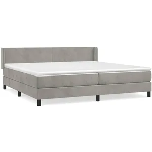 vidaXL Sommier à lattes de lit et matelas Gris clair 200x200cm Velours pas cher