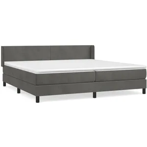 vidaXL Sommier à lattes de lit et matelas Gris foncé 200x200cm Velours pas cher