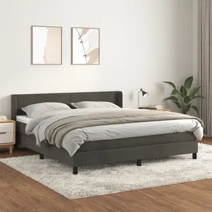 vidaXL Sommier à lattes de lit et matelas Gris foncé 180x200cm Velours pas cher