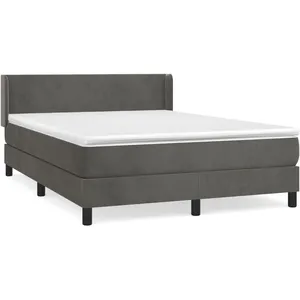 vidaXL Sommier à lattes de lit et matelas Gris foncé 140x200cm Velours pas cher