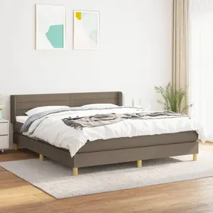 vidaXL Sommier à lattes de lit avec matelas Taupe 160x200 cm Tissu pas cher