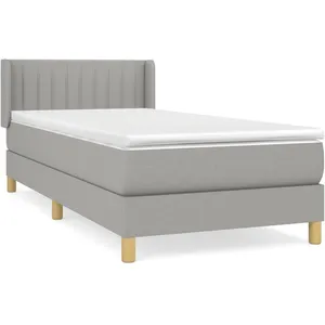 vidaXL Sommier à lattes de lit avec matelas Gris clair 90x200 cm Tissu pas cher
