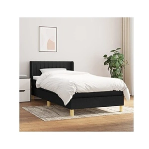 vidaXL Sommier à lattes de lit avec matelas Noir 90x200 cm Tissu pas cher