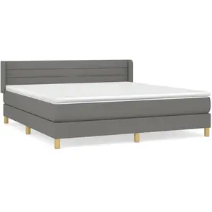 vidaXL Sommier à lattes de lit avec matelas Gris foncé 180x200cm Tissu pas cher