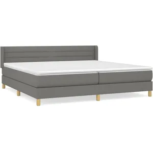 vidaXL Sommier à lattes de lit avec matelas Gris foncé 200x200cm Tissu pas cher