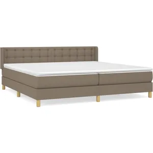 vidaXL Lit à sommier tapissier avec matelas Taupe 200x200 cm Tissu pas cher