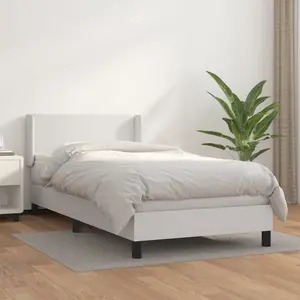 vidaXL Sommier à lattes de lit avec matelas Blanc 80x200 cm Similicuir pas cher
