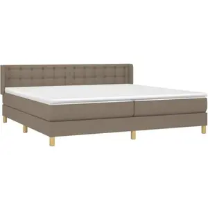 vidaXL Sommier à lattes de lit avec matelas Taupe 180x200 cm Tissu pas cher