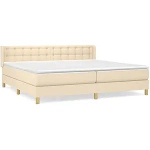 vidaXL Sommier à lattes de lit avec matelas Crème 180x200 cm Tissu pas cher