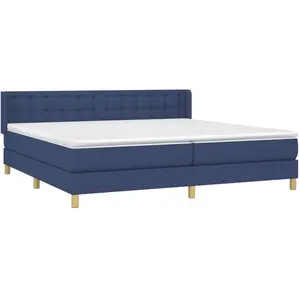 vidaXL Sommier à lattes de lit avec matelas Bleu 160x200 cm Tissu pas cher