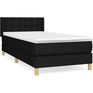 vidaXL Sommier à lattes de lit avec matelas Noir 90x200 cm Tissu pas cher
