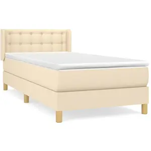 vidaXL Sommier à lattes de lit et matelas Crème 90x190 cm Tissu pas cher