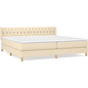 Non communiqué vidaXL Sommier à lattes de lit avec matelas Crème 200x200 cm Tissu pas cher