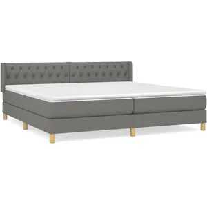 vidaXL Sommier à lattes de lit avec matelas Gris foncé 200x200cm Tissu pas cher