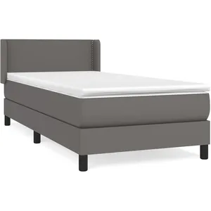 vidaXL Sommier à lattes de lit avec matelas Gris 80x200 cm Similicuir pas cher