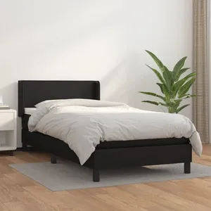 vidaXL Sommier à lattes de lit avec matelas Noir 90x200 cm Similicuir pas cher
