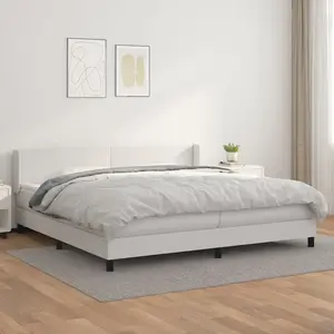 vidaXL Sommier à lattes de lit avec matelas Blanc 200x200cm Similicuir pas cher