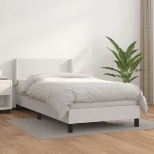 vidaXL Sommier à lattes de lit avec matelas Blanc 90x190 cm Similicuir pas cher