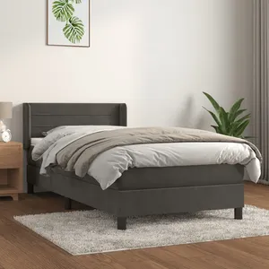 vidaXL Sommier à lattes de lit et matelas Gris foncé 90x190 cm Velours pas cher