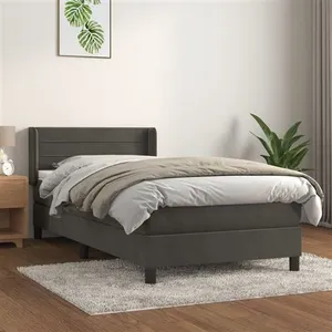 vidaXL Sommier à lattes de lit avec matelas Gris foncé 100x200 cm pas cher