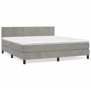 vidaXL Sommier à lattes de lit et matelas Gris clair 160x200cm Velours pas cher