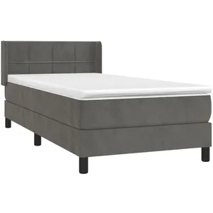 vidaXL Sommier à lattes de lit avec matelas Gris foncé 100x200 cm pas cher
