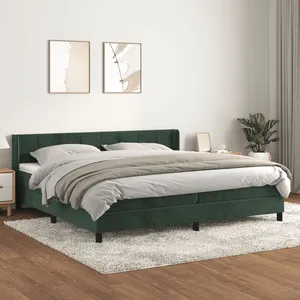 vidaXL Sommier à lattes de lit et matelas Vert foncé 200x200cm Velours pas cher