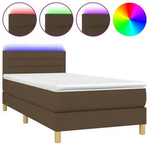 vidaXL Sommier à lattes de lit et matelas et LED Marron foncé 90x200cm pas cher