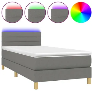 vidaXL Sommier à lattes de lit avec matelas et LED Gris foncé 90x200cm pas cher