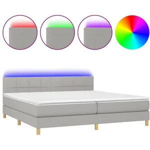 Comparateur de prix : vidaXL Sommier à lattes de lit matelas LED Gris clair 200x200 cm Tissu