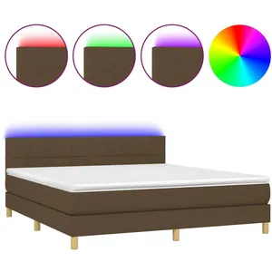 vidaXL Sommier à lattes de lit matelas et LED Marron foncé 180x200cm pas cher