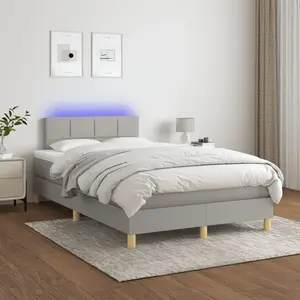 vidaXL Sommier à lattes de lit matelas LED Gris clair 120x200 cm Tissu pas cher