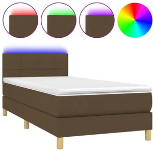 vidaXL Sommier à lattes de lit et matelas et LED Marron foncé 90x200cm pas cher