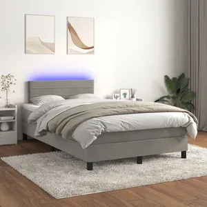 vidaXL Sommier à lattes de lit avec matelas LED Gris clair 120x200 cm pas cher