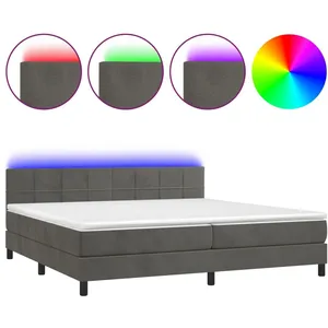 vidaXL Sommier à lattes de lit avec matelas LED Gris foncé 200x200 cm pas cher