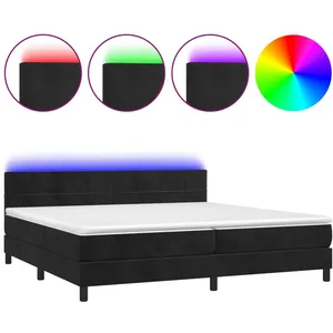 vidaXL Sommier à lattes de lit avec matelas et LED Noir 200x200 cm pas cher