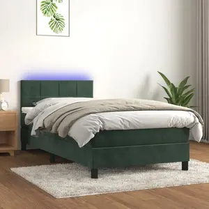vidaXL Sommier à lattes de lit avec matelas LED Vert foncé 100x200 cm pas cher