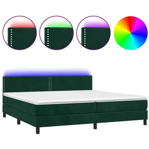 vidaXL Sommier à lattes de lit avec matelas LED Vert foncé 200x200 cm pas cher