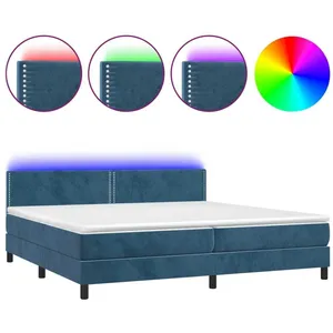 vidaXL Sommier à lattes de lit avec matelas LED Bleu foncé 200x200 cm pas cher