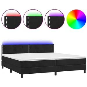 vidaXL Sommier à lattes de lit avec matelas et LED Noir 200x200 cm pas cher