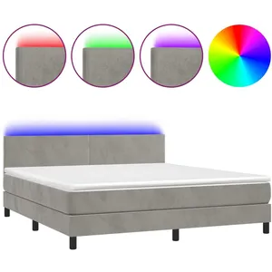 vidaXL Sommier à lattes de lit avec matelas LED Gris clair 160x200 cm pas cher