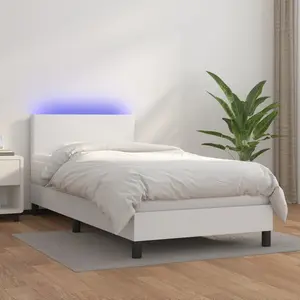 vidaXL Sommier à lattes de lit avec matelas et LED Blanc 80x200cm pas cher