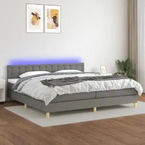 vidaXL Sommier à lattes de lit et matelas et LED Gris foncé 200x200 cm pas cher