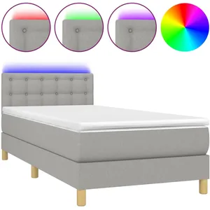vidaXL Sommier à lattes de lit avec matelas et LED Gris clair 90x200cm pas cher