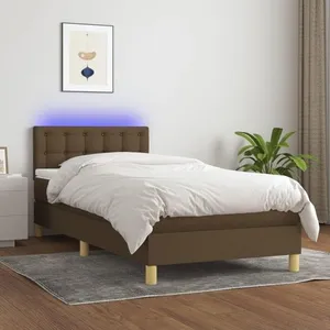 vidaXL Sommier à lattes de lit et matelas et LED Marron foncé 80x200cm pas cher