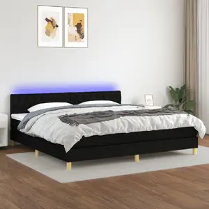 Comparateur de prix : vidaXL Sommier à lattes de lit et matelas et LED Noir 200x200 cm Tissu