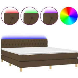 vidaXL Sommier à lattes de lit matelas et LED Marron foncé 180x200cm pas cher